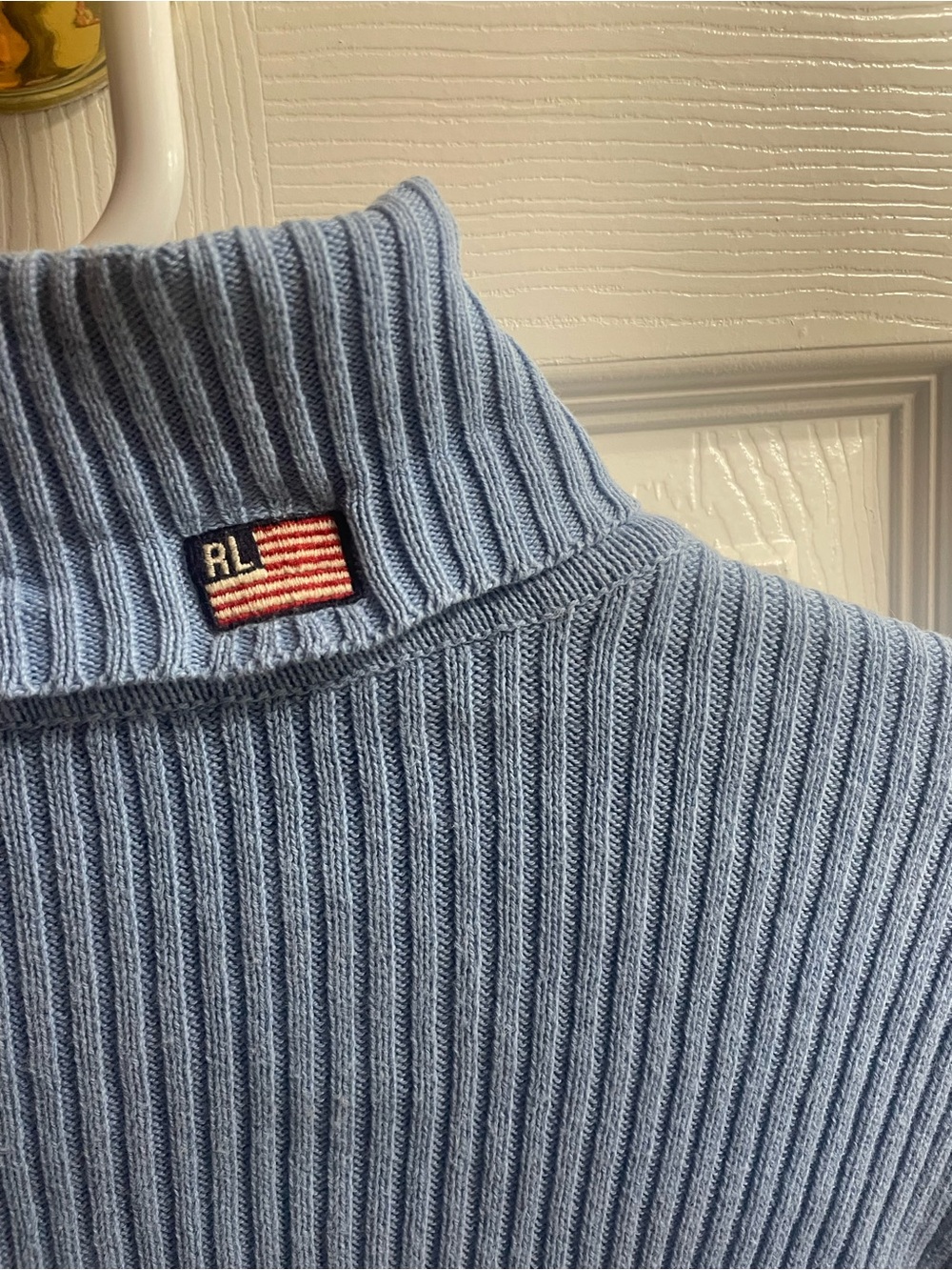 Ralph Lauren Light Blue American flag Turtleneck 100% cotton